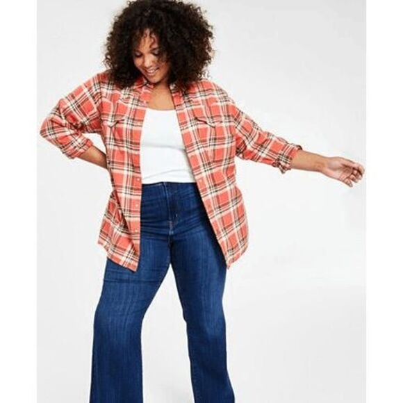 Levi's Women's Plus Size Dylan Relaxed Western Shirt - Burnt Sienna 2X - Picture 5 of 7